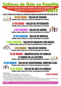 Cartel talleres ocio en familia. Enero-Marzo 2017