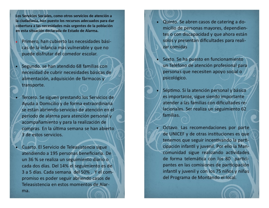 ACCIONES DE SERVICIOS SOCIALES EN ESTADO DE ALARMA