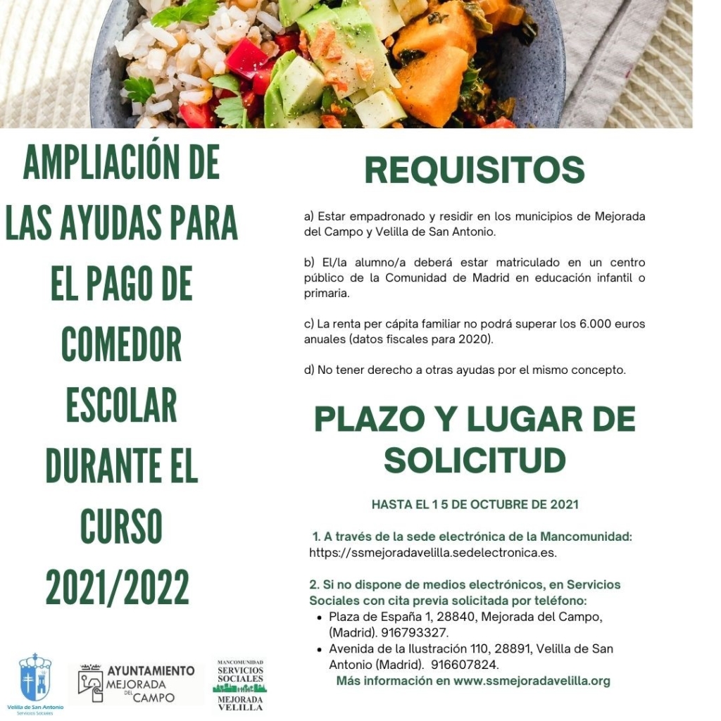 AYUDAS PARA EL PAGO DE COMEDOR ESCOLAR DURANTE EL CURSO 20212022 (recorte)