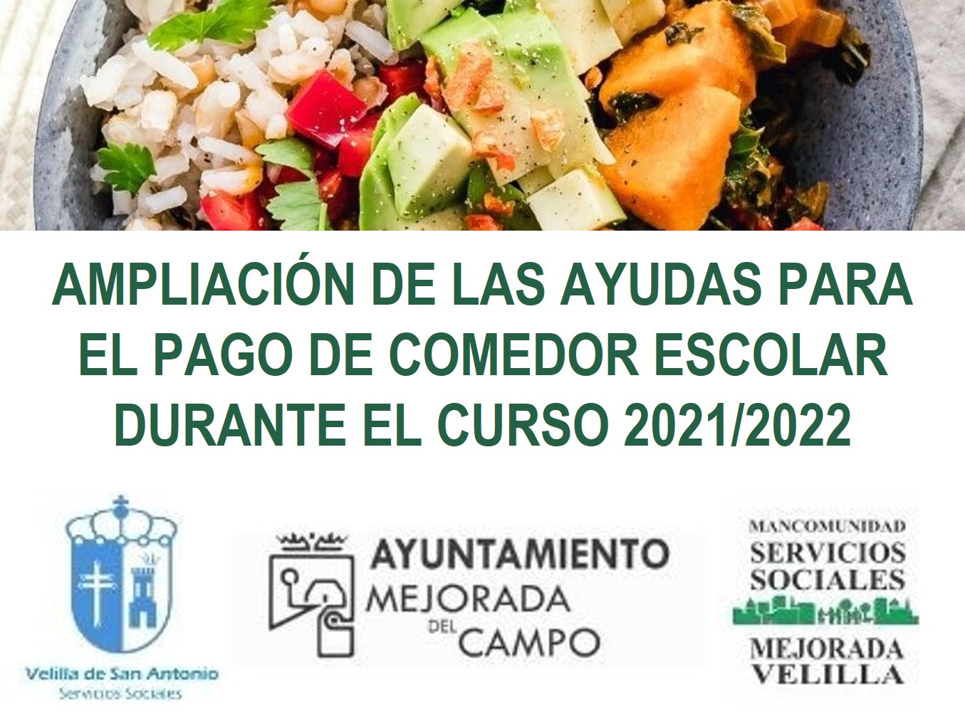 AMPLIACIÓN DE LAS AYUDAS PARA EL PAGO DE COMEDOR ESCOLAR DURANTE EL CURSO 2021/2022